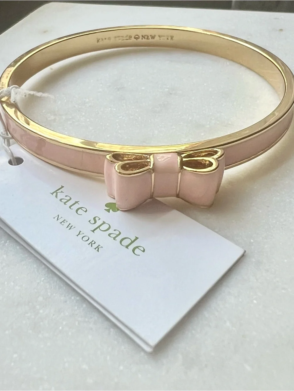 kate spade pink and gold bow bracelet bangle